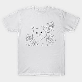 Cat with roses T-Shirt